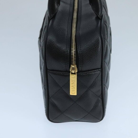 CHANEL Matelasse Hand Bag Grained Calf Skin Black CC Auth - Picture 5 of 16